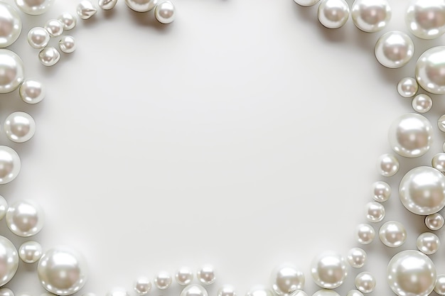 Photo pearl white empty frame vector high res top view