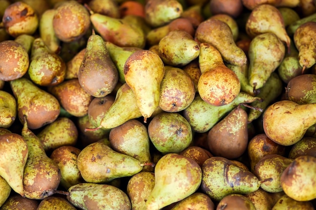 Pears background Healthy organic fresh produce close up