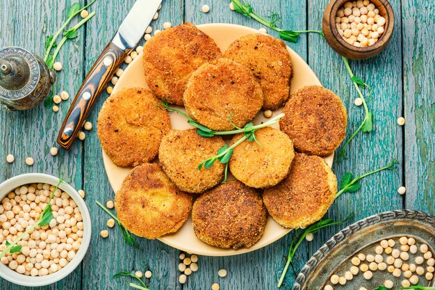 Peas cutlets on plate