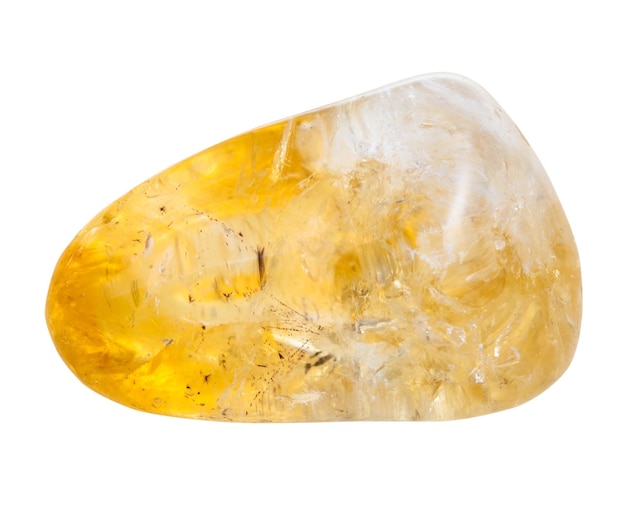 Pebble of citrine mineral gem stone isolated