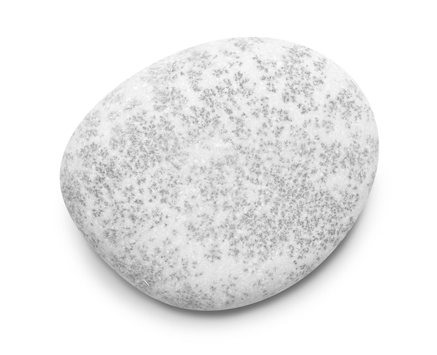 Pebble Smooth gray sea stone isolated on white background with shadows clipping path for isolation without shadows on white