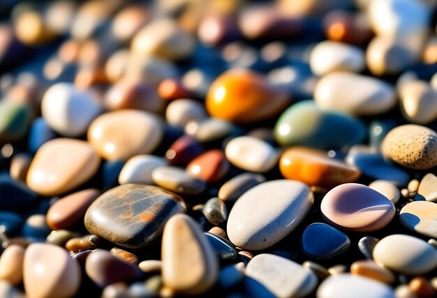 Photo pebble stones on sea shore