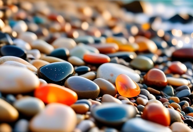 Photo pebble stones on sea shore