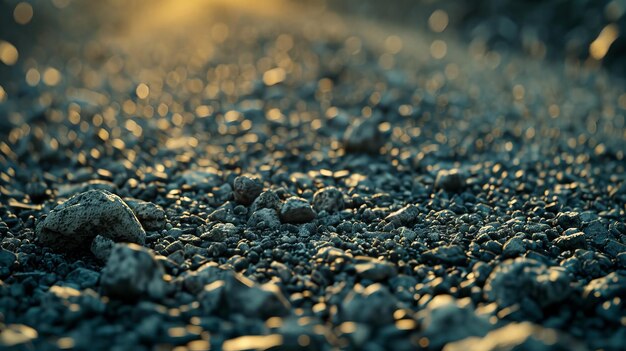 Photo pebbles on a beach with the sun shining through the clouds