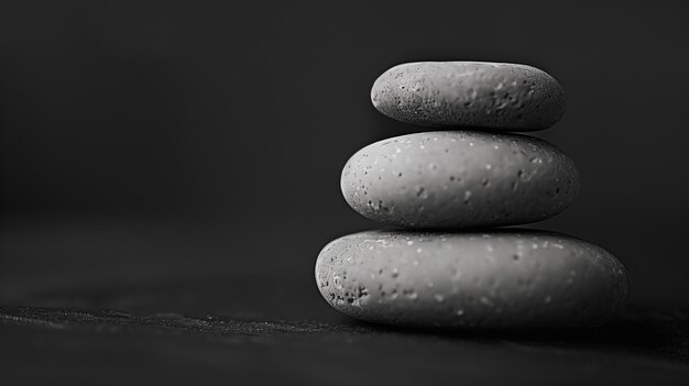 Photo pebbles stacked on top of each other on a dark background