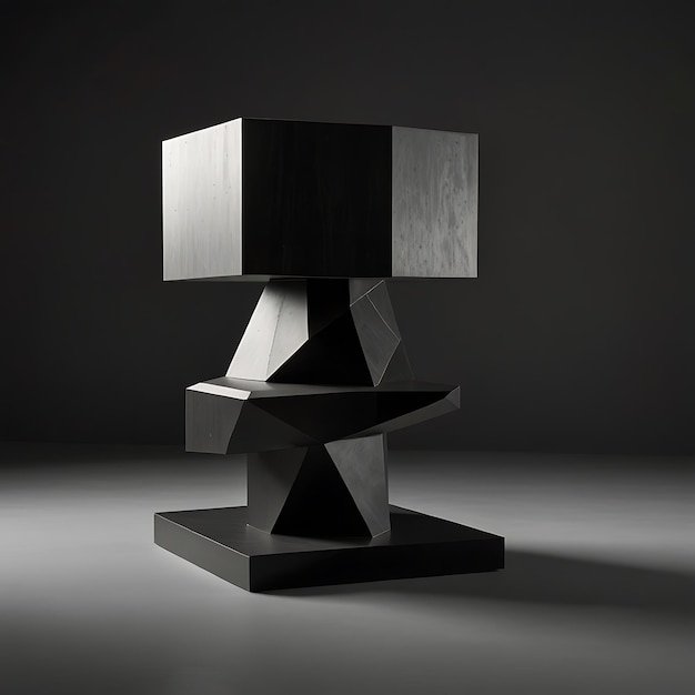 Pedestal of Floating Interlocking Geometric Shapes Suspended Without Visible Support Creating