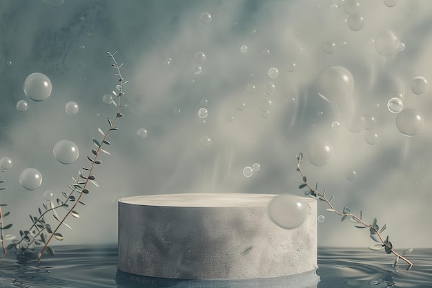 Pedestal with elements of clouds sky tenderness bubbles brightness product photography