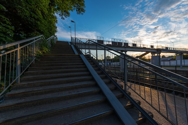 Pedestrian bridge at the station of Nezhin Ukraine