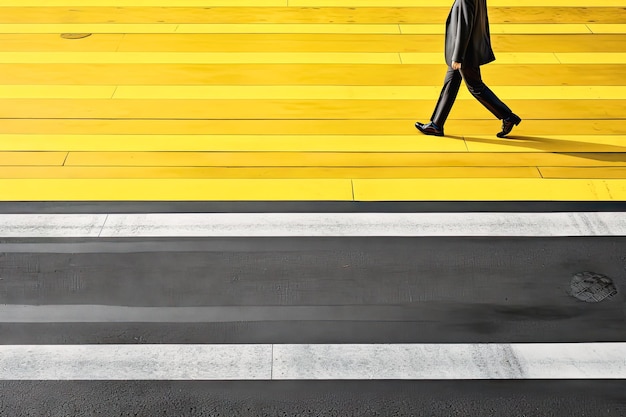 Pedestrian crossing yellow marks on asphalt