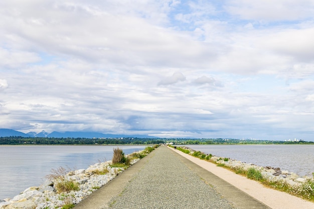 Pedestrian sidewalk path trail in the Iona Beach Regional Park