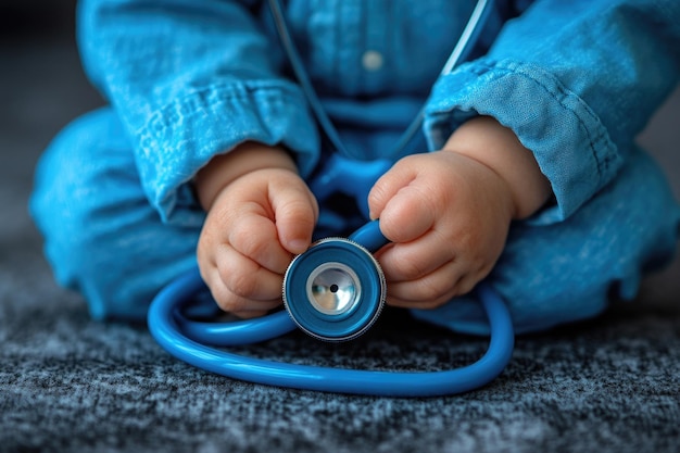 Photo pediatric checkup monitoring growth heartbeat development and vaccines in infants and childre