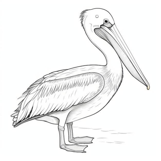 Photo pelican drawing for coloring book realistic sketchfab style