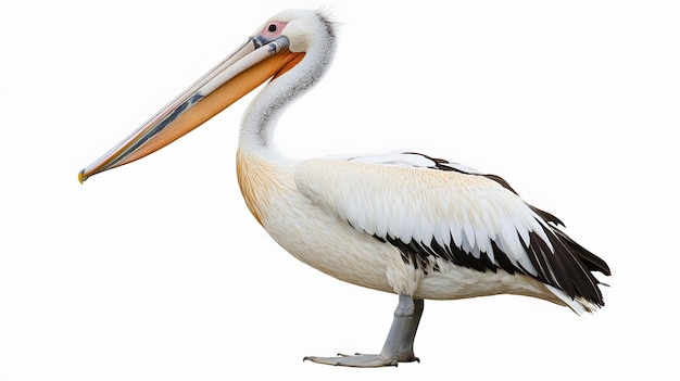 pelican perching gracefully by the river in kenyan park isolated on white background simple style