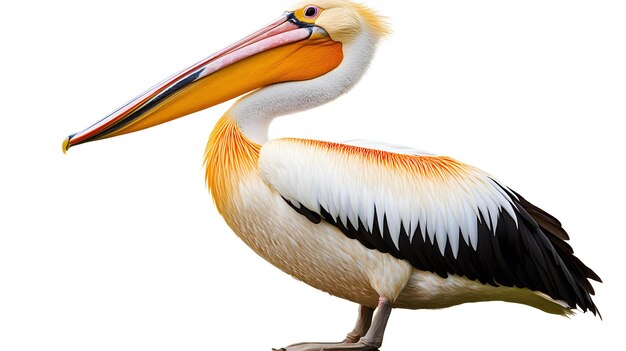 pelican perching gracefully by the river in kenyan park isolated on white background simple style