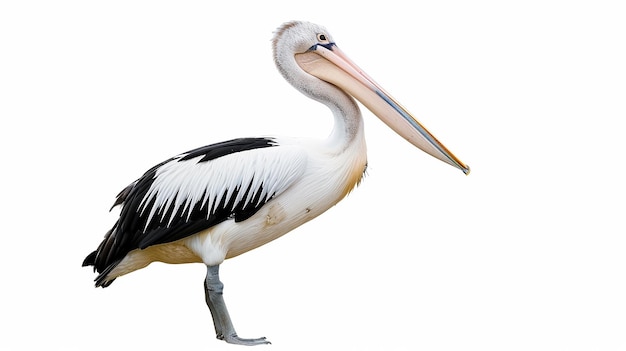 Photo a pelican with a long beak is shown on a white background