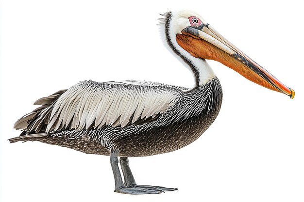 Photo a pelican with a red eye and a white beak