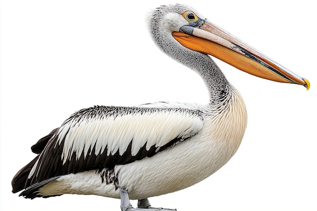 Photo a pelican with a white beak and a black and white head