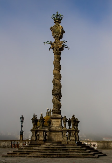 Pelourinho is a stone monument located in Terreiro da Se, the square in front of the Cathedral of Porto