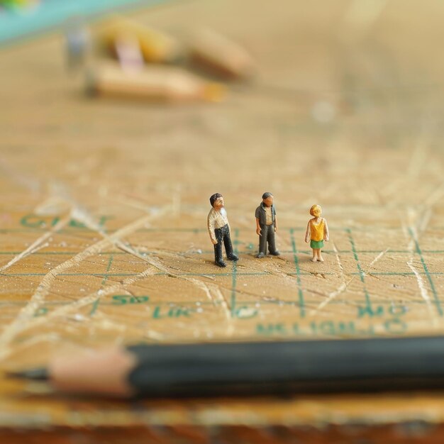 a pen and a couple on a map with a pen on it