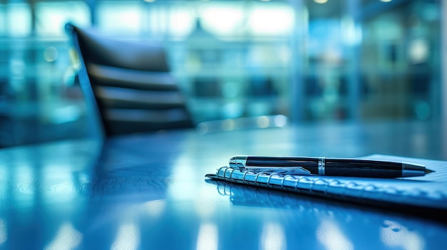 Photo pen and notepad on a table