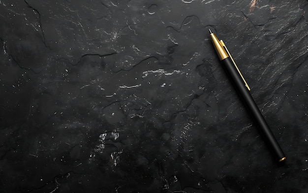 a pen sits on a black table with a black background