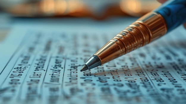 a pen sits on top of a piece of paper with the word  in the middle