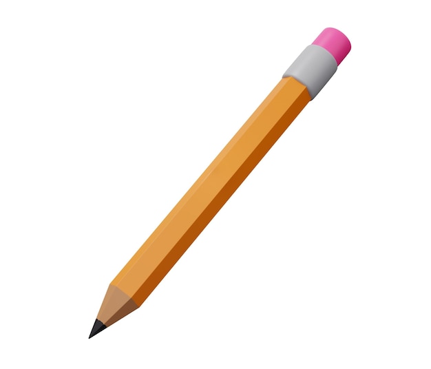 Pencil 3d render icon 3d render cartoon minimal icon illustration