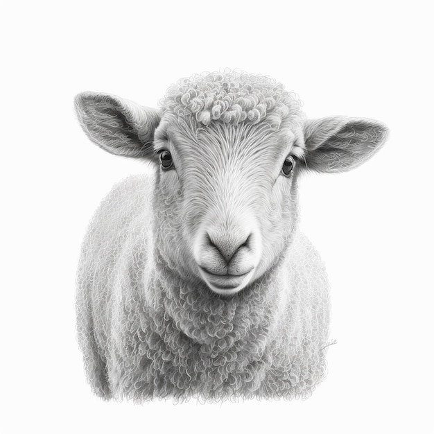 Pencil art sketch sheep animal drawing picture AI Generated