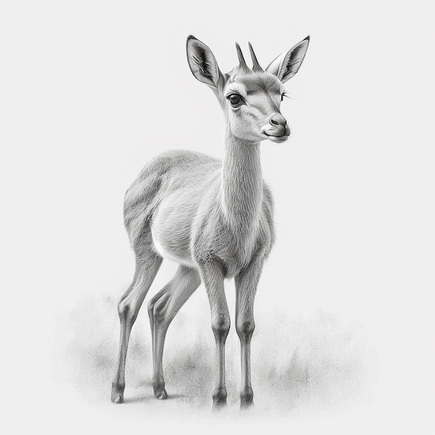 Pencil draw sketch cute antelope animal AI Generated