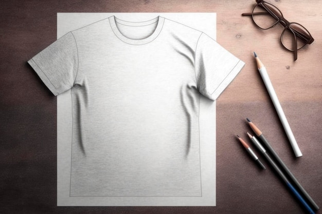 Photo pencil drawing blank tshirt mockup background copy space mockup