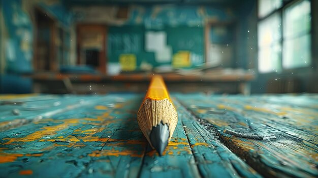 Photo a pencil is on a wooden surface the pencil is sharpened and has a black tip concept of focus and concentration as the pencil is the main subject and the viewer39s attention is drawn to it