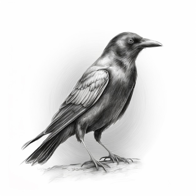 Pencil raven sketch crow animal draw AI Generated