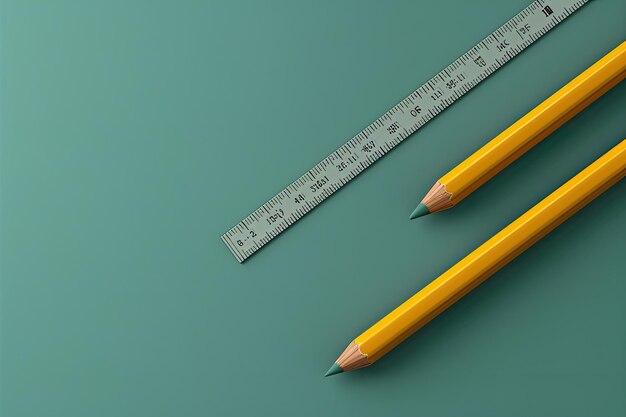 Pencil and ruler icon 3d rendering vector illustration set