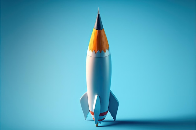 Pencil shaped rocket taking off startup idea concept Generative AI