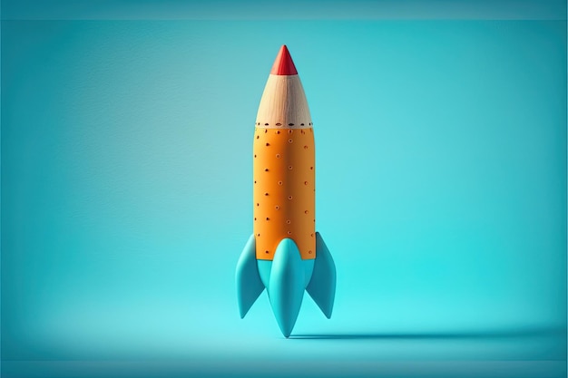 Pencil shaped rocket taking off startup idea concept Generative AI