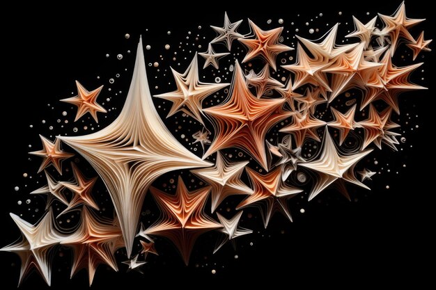 Photo pencil shavings forming a star against a black background