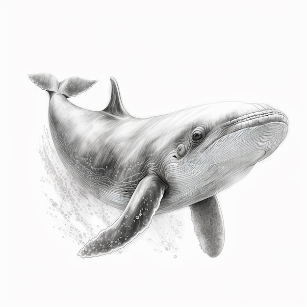 Pencil sketch artwork cute whale drawing AI Generated