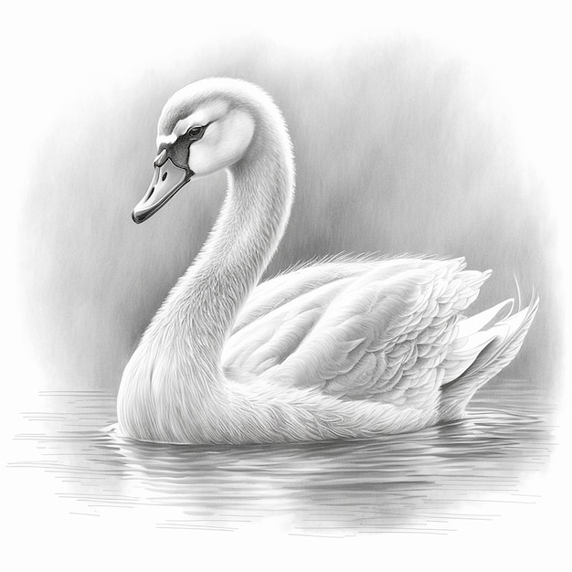 Pencil sketch beautiful swan animal draw AI Generated