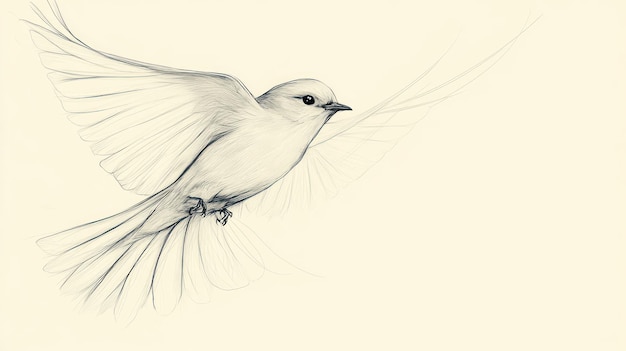 Pencil Sketch of a Bird in Flight