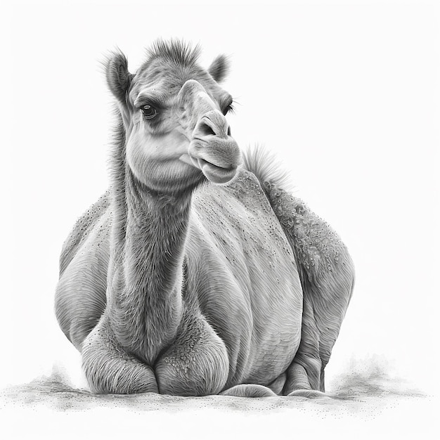 Pencil sketch cute camel animal draw AI Generated