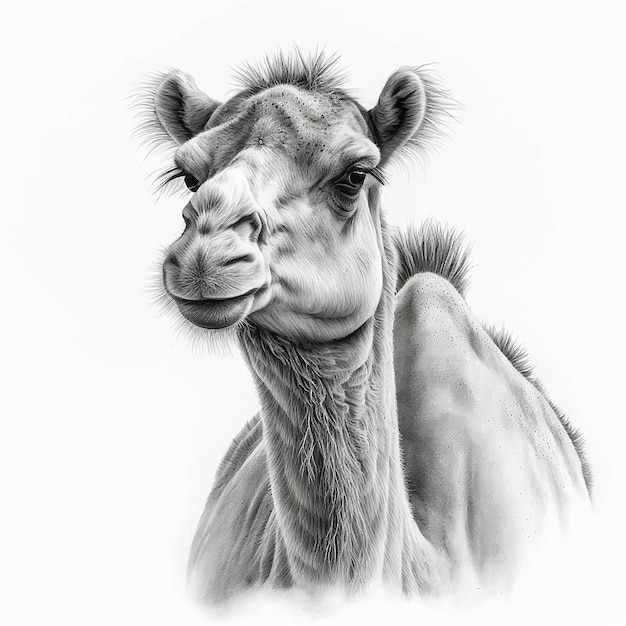 Pencil sketch cute camel animal drawing image AI Generated