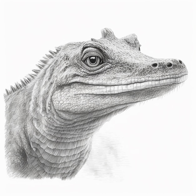 Photo pencil sketch cute crocodile animal drawing ai generated