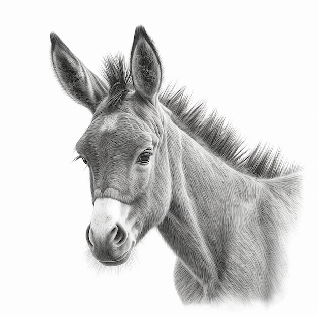 Pencil sketch cute donkey animal drawings AI Generated