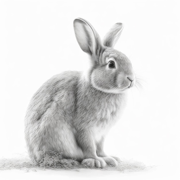 Pencil sketch cute hare animal draw AI Generated