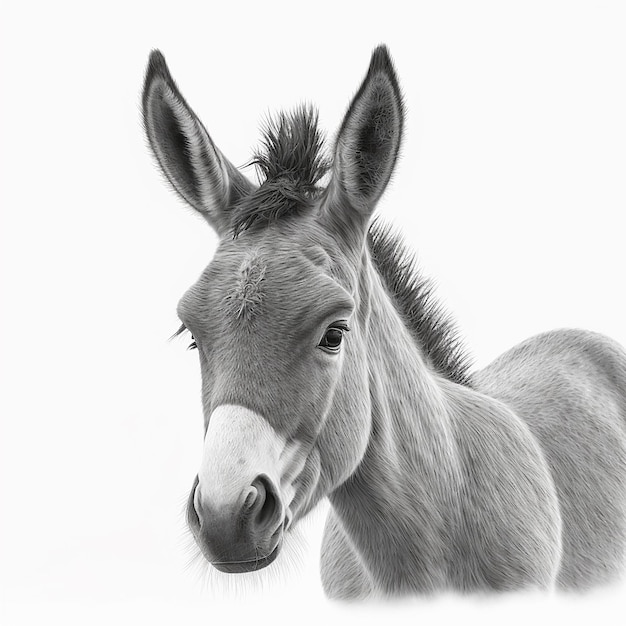 Pencil sketch cute mule head drawing picture AI Generated