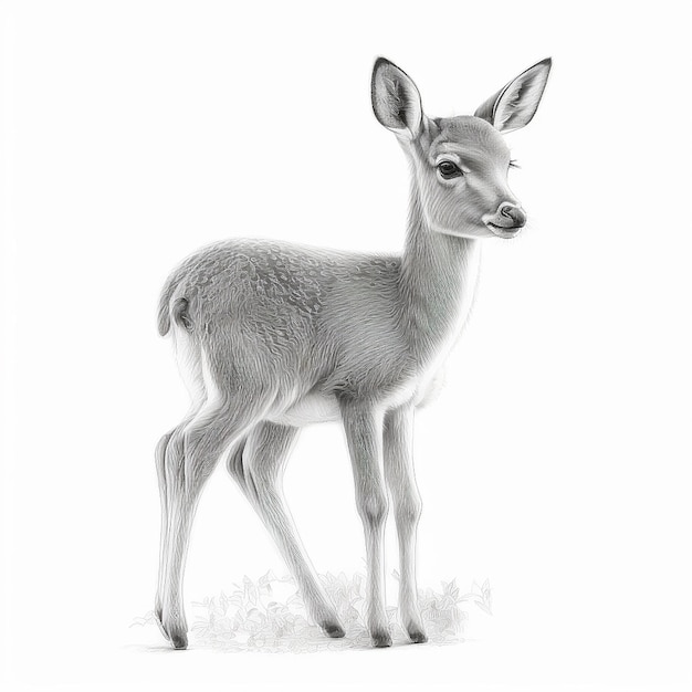 Pencil sketch deer animal drawing image AI Generated art