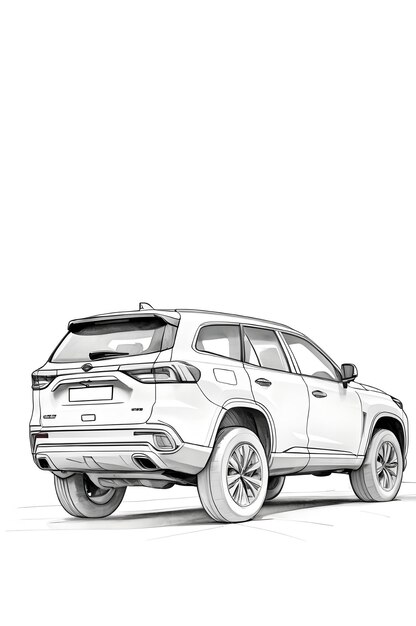 a pencil sketch drawing of a car