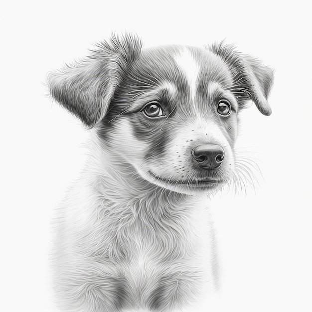 Pencil sketch drawing cute dog animal AI Generated