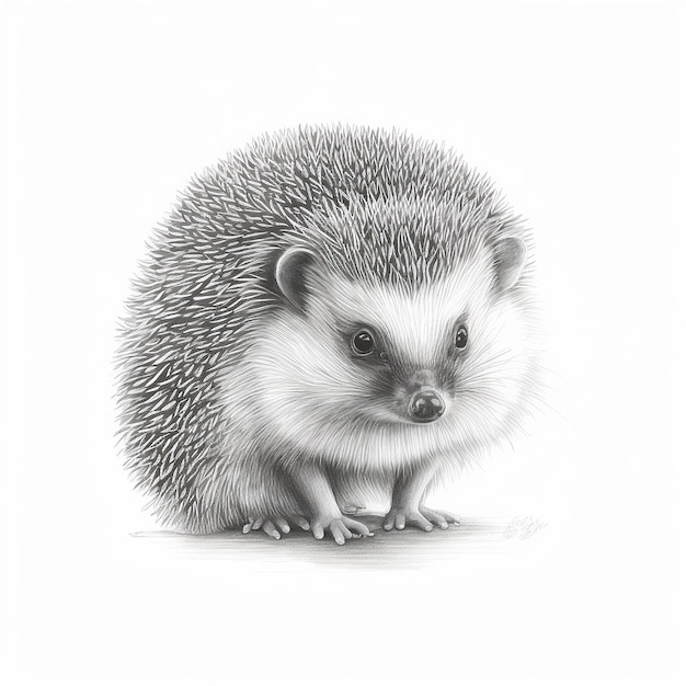 Pencil sketch drawing cute hedgehog animal pictures AI Generated