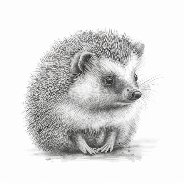 Pencil sketch drawing cute hedgehog animal pictures AI Generated